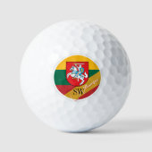 Balles De Golf Golf Lituanie & Monogram, Drapeau lituanien (Recto)