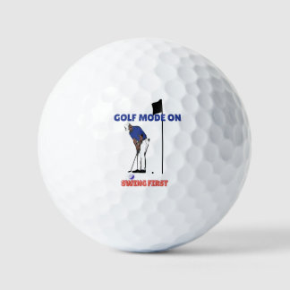 Balles De Golf Golf Mode ON: Swing First | Funny Golfer Graphic T