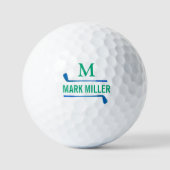 Balles De Golf Golf-Players Custom Green-Blue Monogram (Recto)