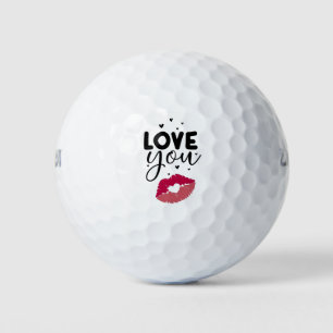Balles De Golf Golf pour amoureux avec baisers rouges lèvres sur 