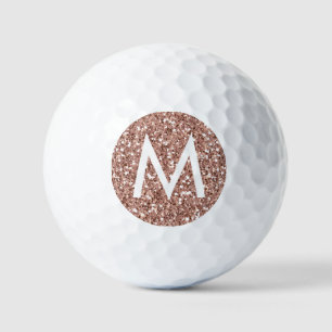 Balles De Golf Golf rose Monogramme Rose initial Parties scintill
