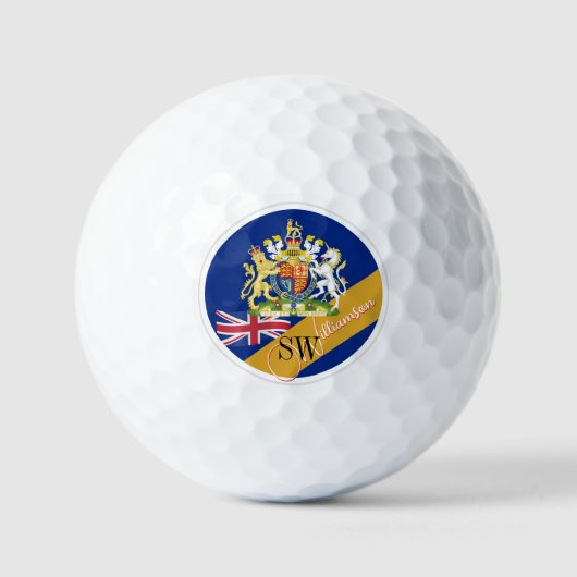 Balles De Golf Golf Royaume-Uni & Monogram, British Flag (Recto)