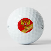 Balles De Golf Golf Russie, Monogramme & Drapeau Russe /Golden (Recto)