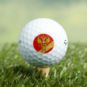 Balles De Golf Golf Russie, Monogramme & Drapeau Russe /Golden