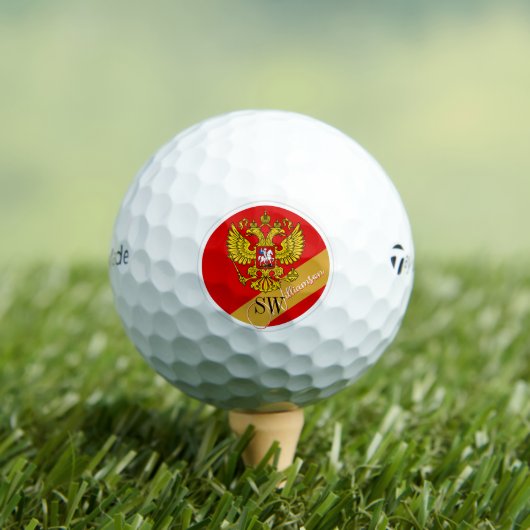 Balles De Golf Golf Russie, Monogramme & Drapeau Russe /Golden (T-shirt Insitu)