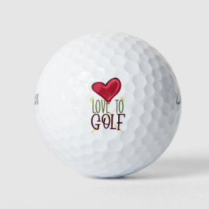 Balles De Golf Golf Saint Valentin au golfeur avec amour coeur ro