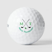 Balles De Golf Golf Typographie moderne Monogramme vert (Recto)