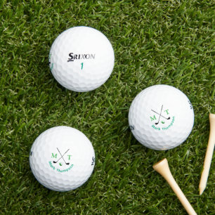 Balles De Golf Golf Typographie moderne Monogramme vert