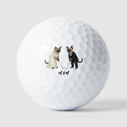 Balles De Golf Golf Wedding themed for Cat Lovers Bride and Groom (Recto)