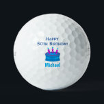 Balles De Golf Golfer 50th Birthday Blue Cake<br><div class="desc">For the birthday guy who loves to golf!  This fun golf ball makes a perfect gift for any golfer for a 50th birthday or any birthday!  Personalize with your own details.  The color and font of the text can be changed to fit your preference.</div>
