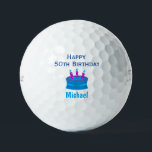 Balles De Golf Golfer 50th Birthday Blue Cake<br><div class="desc">For the birthday guy who loves to golf!  This fun golf ball makes a perfect gift for any golfer for a 50th birthday or any birthday!  Personalize with your own details.  The color and font of the text can be changed to fit your preference.</div>