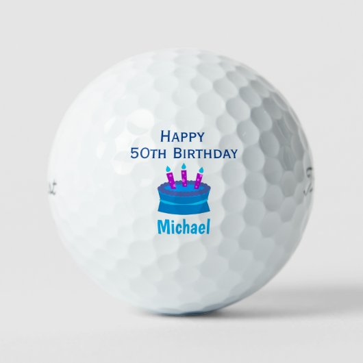 Balles De Golf Golfer 50th Birthday Blue Cake (Recto)
