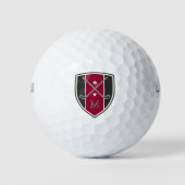 Balles De Golf Golfer Crest Crossed Clubs Custom Initial Red (Devant)