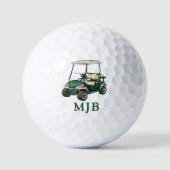 Balles De Golf Golfer Green Cart Personalized 3 Initial Monogram (Recto)