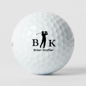 Balles De Golf Golfer Man Black Initials - Elegant White (Recto)
