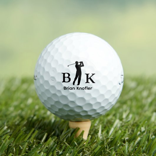 Balles De Golf Golfer Man Black Initials - Elegant White (T-shirt Insitu)