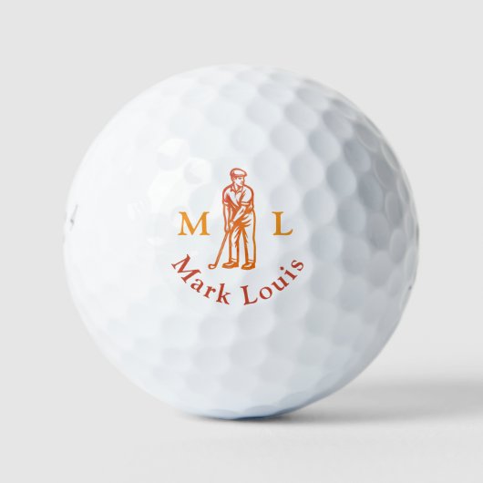 Balles De Golf Golfer Man Icon Initials / Name Personalized (Devant)