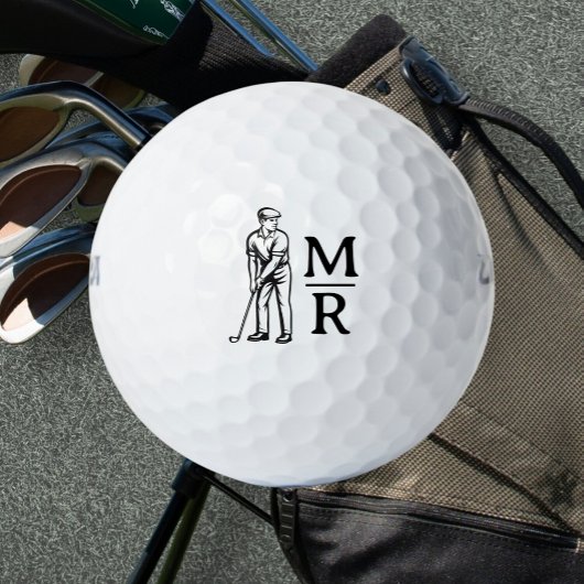 Balles De Golf Golfer Man Jouer Monogramme Golf