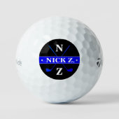 Balles De Golf Golfer Personnalisé 2 initiales Logo Bleu (Recto)