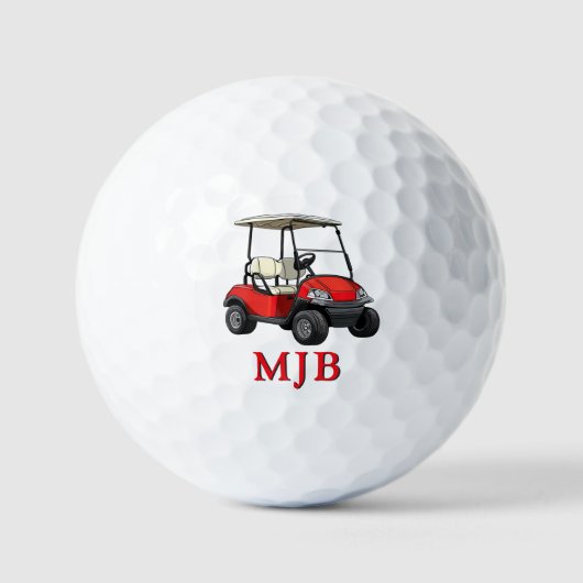 Balles De Golf Golfer Red Cart Personalized 3 Initial Monogram (Recto)