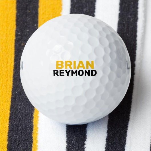 Balles De Golf Golfer Simple Yellow Bold Nom