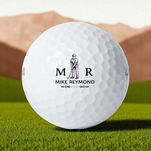 Balles De Golf Golfeur élégant noir et blanc