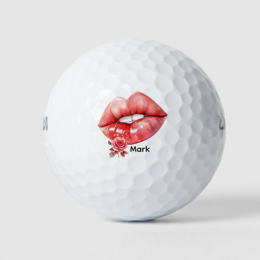 Balles De Golf Golfeur Joyeuse Saint-Valentin avec de grosses lèv (Devant)