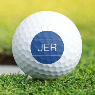 Balles De Golf Golfeur Moderne Initiales Monogrammes Simples Bleu