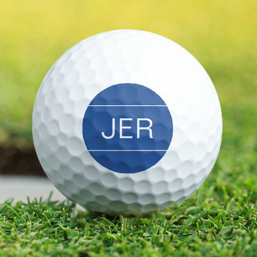 Balles De Golf Golfeur Moderne Initiales Monogrammes Simples Bleu