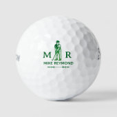 Balles De Golf Golfeur Monogramme Vert Élégant (Recto)