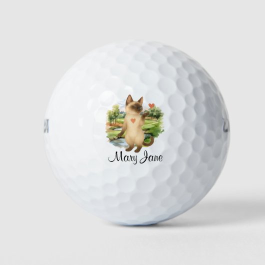 Balles De Golf Golfeuse thème pour les amateurs de chats mariée d (Devant)
