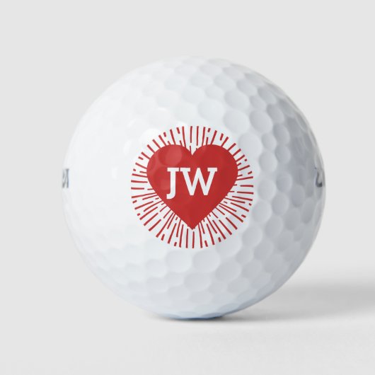 Balles De Golf Golfing Love Heart Burst Red Valentine (Devant)