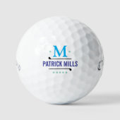 Balles De Golf Golfjoueurs Custom Blue Monogramme (Recto)
