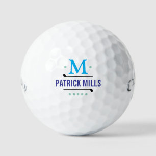 Balles De Golf Golfjoueurs Custom Blue Monogramme