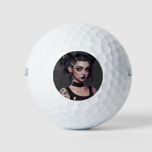 Balles De Golf Goth fille mignonne avec des armes et des tatouage