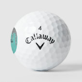 Balles De Golf Gouttes de paillettes argentées sarcelle Monogramm (Logo)
