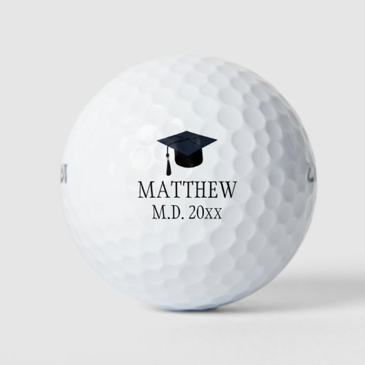 Balles De Golf Graduation Cap Golfer Graduate Name Degré Année (Devant)