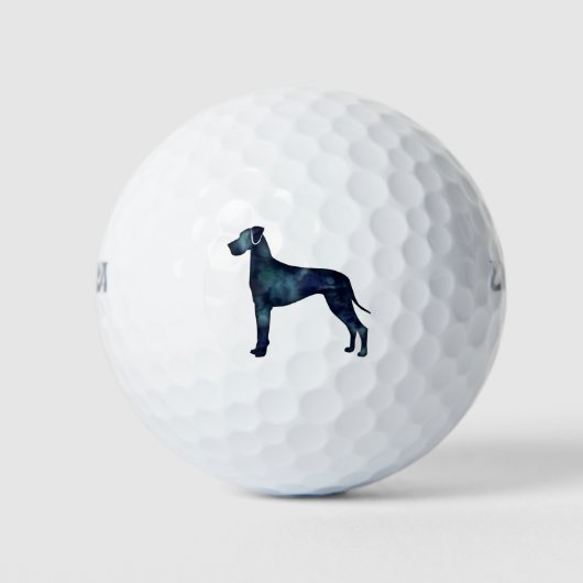 Balles De Golf Grande Danse Chien noir Aquarelle Silhouette (Devant)