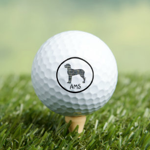 Balles De Golf Grande Danse Chien Silhouette Jaune & Grille Bleue
