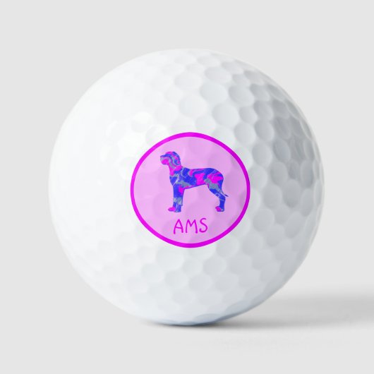 Balles De Golf Grande silhouette Danse rose et bleu (Recto)