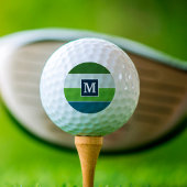 Balles De Golf Grandes bandes en bleu et vert avec Monogrammes