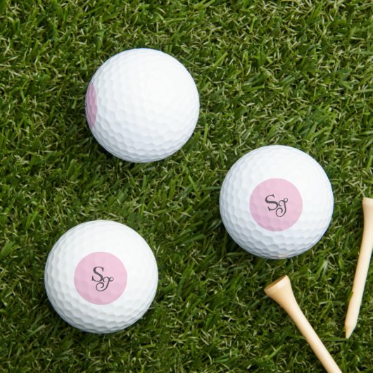 Balles De Golf Gray script initial monogram pink (Herbe in situ)