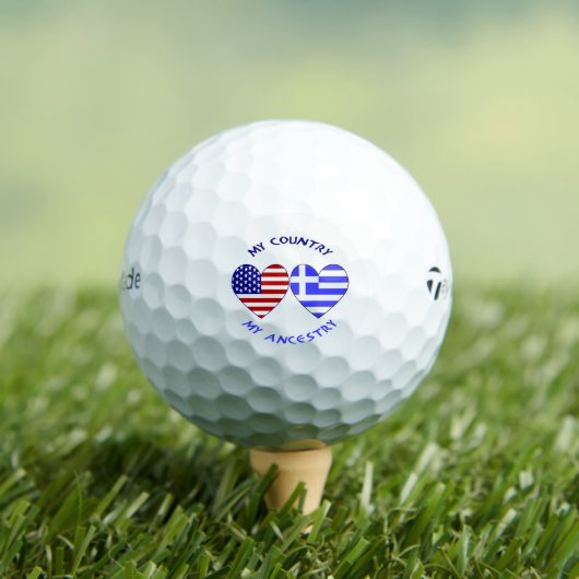 Balles De Golf Grèce USA Drapeaux Coeurs Pays Ancêtre (T-shirt Insitu)