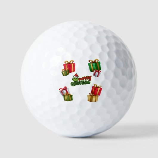 Balles De Golf Green Christmas Creature with Gift Boxes (Recto)