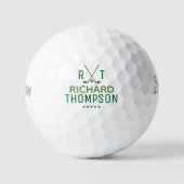 Balles De Golf Green Monogram Golfballs avec son nom (Recto)