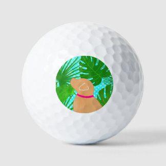 Balles De Golf Green Tropical Island Yellow Dog Golf Balls