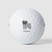 Balles De Golf Grey Pug Dog Design (Devant)