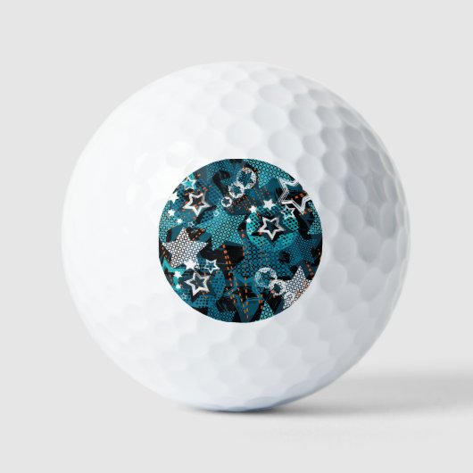 Balles De Golf Grunge star motif, design pour enfants ludique. (Recto)