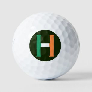 Balles De Golf H Monogramme superposé sur le drapeau irlandais be