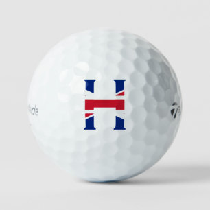 Balles De Golf H Monogramme superposé sur Union Jack Flag tmtp5 g